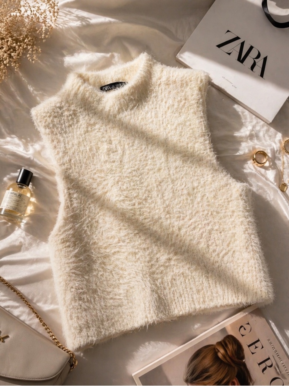 ZARA Ivory Soft Fuzzy Knit Vest | Cozy Chic Layering Piece 🤍